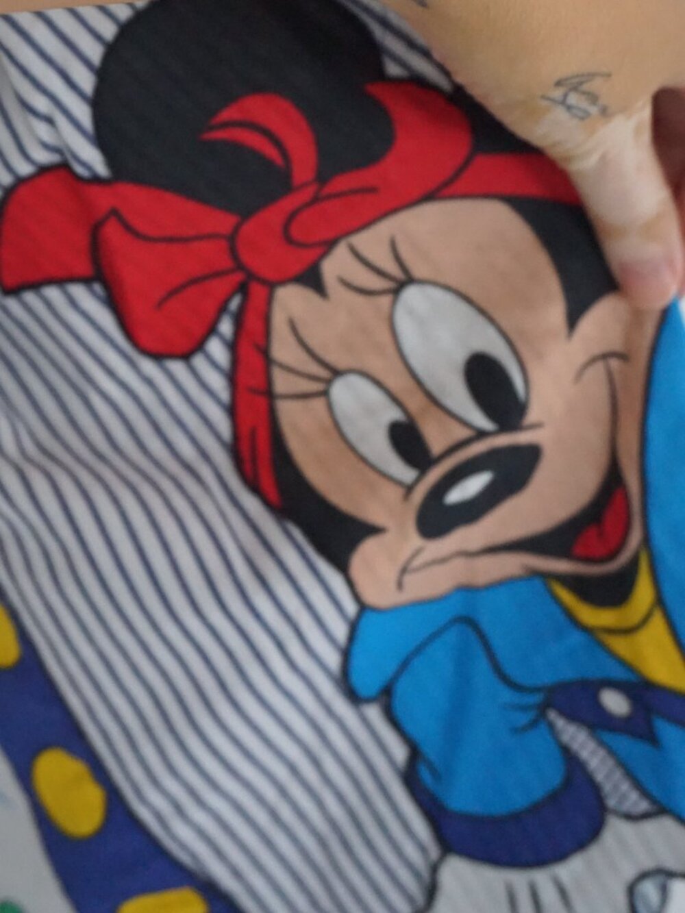 Vintage Minnie Mouse Blue White Stripe Disney Button Front Tunic Shirt XL - Picture 9 of 16